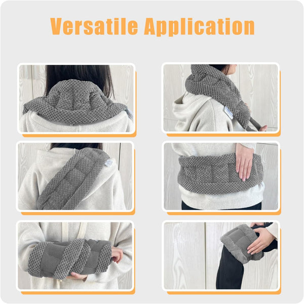 UNCN Long Heating pad for Neck and Shoulders Back 33 * 5.9\" microwavable Large Moist Heat Pack Warm hot Compress Neck wrap Weighted Bag Massage Reusable Herbal Nature Calming Portable Grey