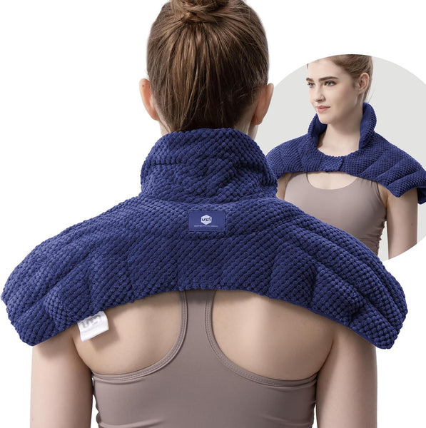 UNCN Large Microwave Heating Pad for Neck Shouders and Back Wearable Neck Warmer Microwavable Heated Wrap for Pain Relief with Moist Heat, Recovery Christmas Birthday Gifts 3.1LBS