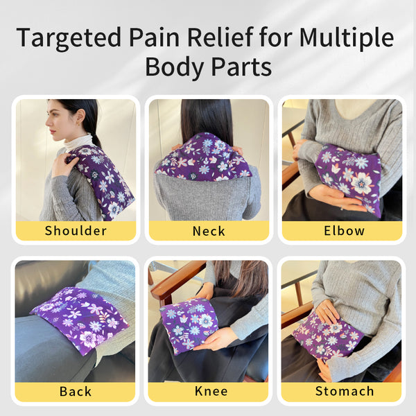 uncn Microwavable Heating Pad with Washable Cover 12.5x7 Inch Flaxseed Microwave Hot Pack, Lavender Scent, Moist Warm Compress for Relaxation, Non-Electric & Portable