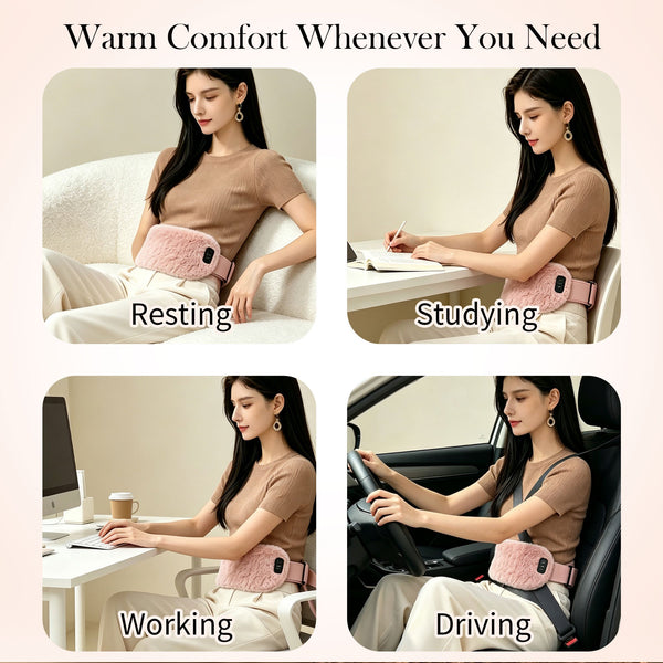 UNCN Cordless Heating Pad for Period Cramps, 3 Heat Setting, 3 Massage Modes,Rechargeable with 5000mAh Battery, Long-Lasting Use, Birthday Mothers Day Gifts for Girlfriend Mom Wife Women, Pink