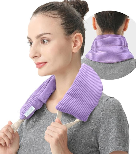 UNCN Neck Heating Pad Microwavable Weighted Microwave Heating Pad Neck Wrap for Shoulder Back Pain Relief, Machine Washable Cover, Warm Rice Bag Pack for Cramps, Hot Cold Therapy 1.5 LBS Lavender Scented