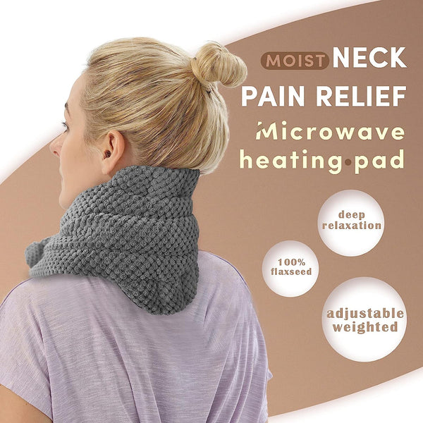 UNCN Neck Heating Pad with Washable Cover 29 * 6.6\" for Neck Pain Relief and Shoulders Microwavable Wraps Heat Pack Moist Warmer Brace Hot Pillow Headache Cordless Portable(Grey)