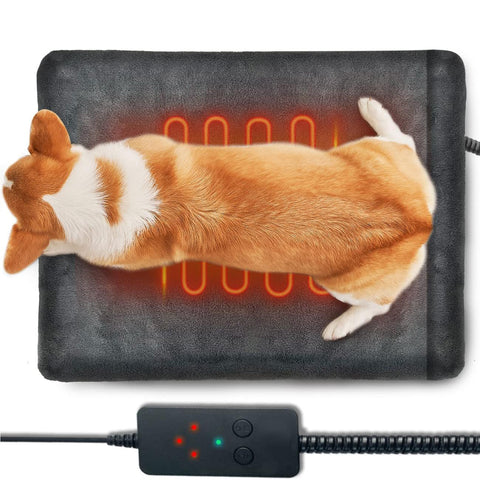 Dog Cat Heating Pad Pressure Activated Pet Heating Pad Safe Automatic Electric Heated Bed Mat for Indoor Pet, Warming Pad with Chew Resistant Cord, Adjustable Temperature, Waterproof Washable 18 X 22\"