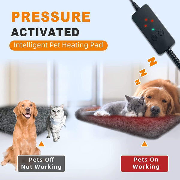 Dog Cat Heating Pad Pressure Activated Pet Heating Pad Safe Automatic Electric Heated Bed Mat for Indoor Pet, Warming Pad with Chew Resistant Cord, Adjustable Temperature, Waterproof Washable 18 X 22\"