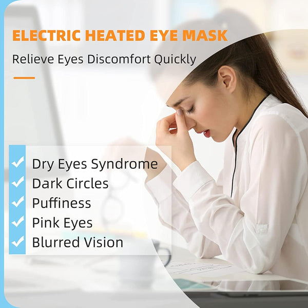 Heated Eye Mask for Dry Eyes Hot Electric USB Warm Compress Heating Pad for Eyes, Relieve Puffy Pink Eyes, Blepharitis, Chalazion, Stye Washable