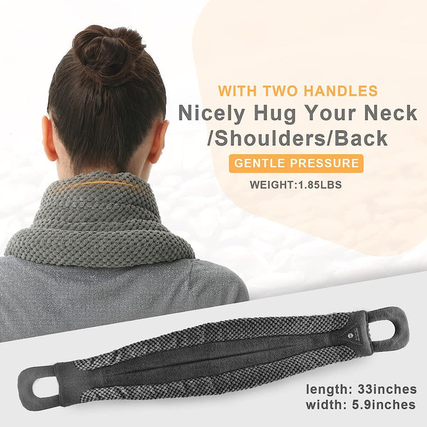 UNCN Long Heating pad for Neck and Shoulders Back 33 * 5.9\" microwavable Large Moist Heat Pack Warm hot Compress Neck wrap Weighted Bag Massage Reusable Herbal Nature Calming Portable Grey