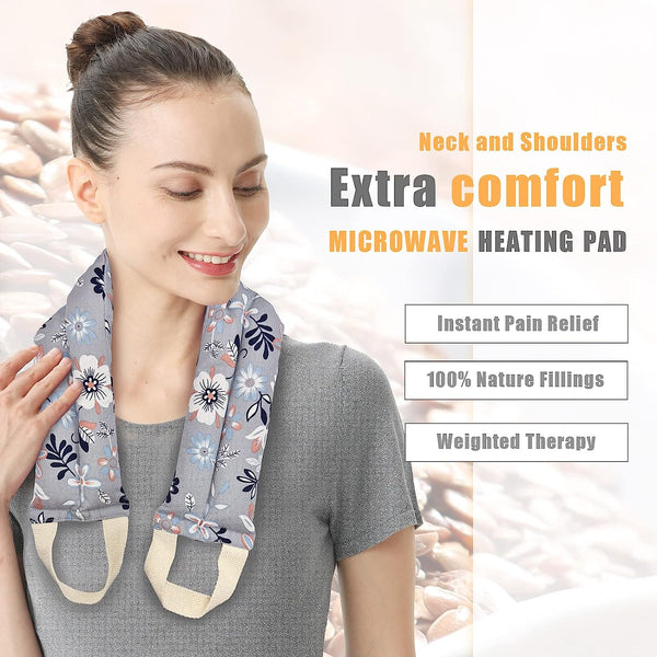 UNCN Heating pad for Neck and Shoulders Back 27 * 5.5\" microwavable Large Moist Heat Pack Warm hot Compress Neck wrap Weighted Bag Massage Reusable Herbal Nature Calming Portable