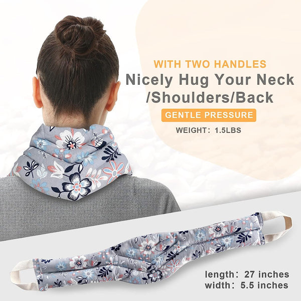 UNCN Heating pad for Neck and Shoulders Back 27 * 5.5\" microwavable Large Moist Heat Pack Warm hot Compress Neck wrap Weighted Bag Massage Reusable Herbal Nature Calming Portable