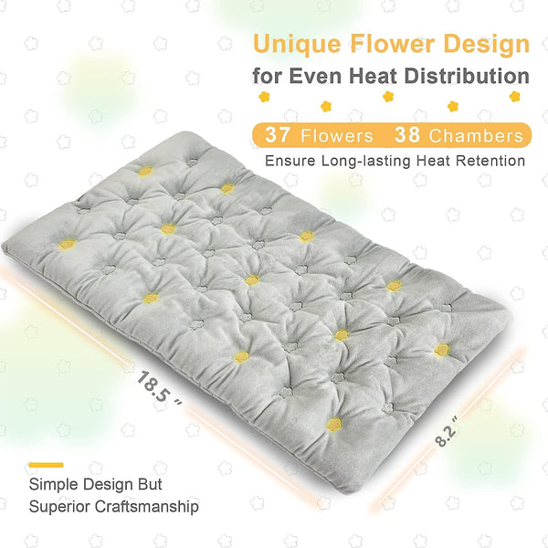 UNCN Long Heating Pad Microwavable 18.5 * 8.2 for Pain Relief-Wide Heat pad for hot Cold Compress-Multi-funtional Heat Pack for Cramps, Muscle Ache, Joints, Neck Shoulder(Grey)