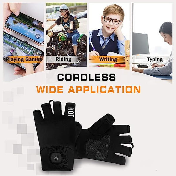 Heated Gloves Fingerless for Women Man Work Touchscreen Gloves for Winter Cold Weather Rechargeable Electric (S)