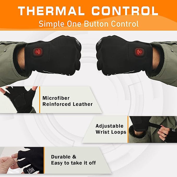 Heated Gloves Fingerless for Women Man Work Touchscreen Gloves for Winter Cold Weather Rechargeable Electric (S)