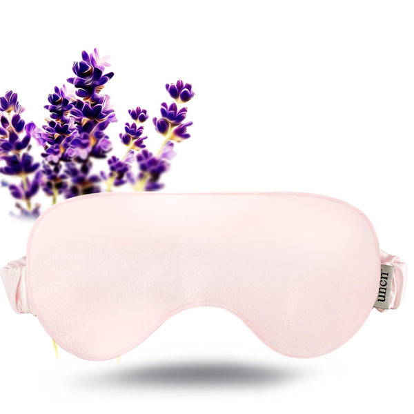 Weighted Sleep mask Heated Silk Eye mask Lavender Pillow Moist Eye Compress for Pink Puffy Eyes, Blepharits, Migraine, Sinus Pain, Microwave Eyeshade Blindfold for Sleeping Washable