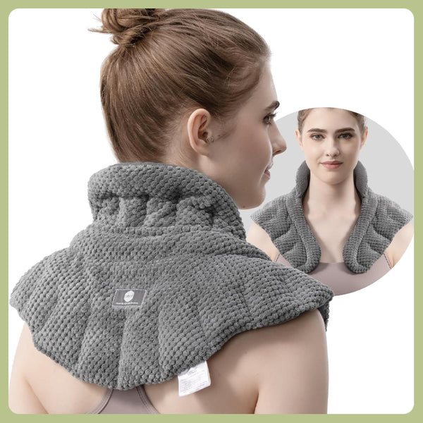UNCN Microwave Heating Pad for Neck, Shoulders Back | Large Moist Weighted Cordless Heat Pad | Heated Neck Wrap Relaxation Grey
