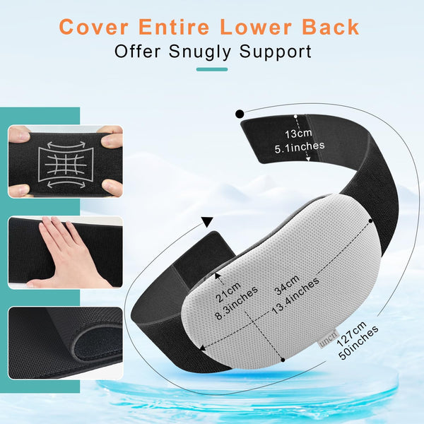 UNCN Reusable Ice Pack with Strap, 2 Pack 13.4×8.3 Inches Gel Cold Pads for Lower Back & Waist, Long Lasting Cold Compress Wraps with Insulated Storage Bag