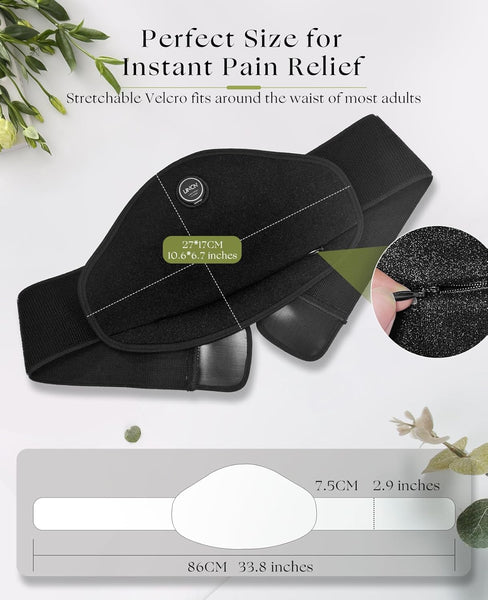 UNCN Portable Heating Pad for Cramps, Back Pain Relief, 3000mAh Battery Cordless Period Menstrual Heating Pad Electric Waist Belt Wireless Rechargeable Belly Wrap Wearable Washable