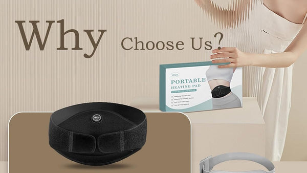 UNCN Portable Heating Pad Cordless Period Heating Pad for Cramps Menstrual Heat Pad Electric Rechargeable Battery Included 5000mAh for Long Time Use Heat Control