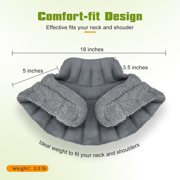 UNCN Microwave Heating Pad for Neck, Shoulders Back | Large Moist Weighted Cordless Heat Pad | Heated Neck Wrap Relaxation Grey
