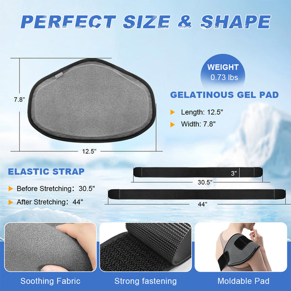 Gel Ice Packs, 1-pack | Moldable, Reusable & Flexible | Long-Lasting Cold Compress with Strong fastening for Various Body Areas